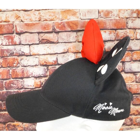 Disney Parks Minnie Mouse Black Hat With Polka Dot Ears & Red Bow - Adult Size 5 - Picture 4 of 8